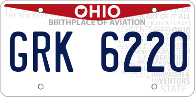 OH license plate GRK6220