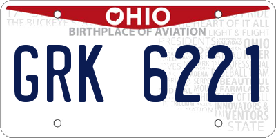 OH license plate GRK6221