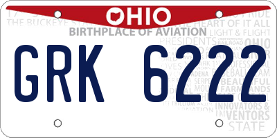 OH license plate GRK6222