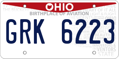 OH license plate GRK6223