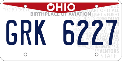 OH license plate GRK6227
