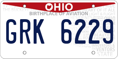 OH license plate GRK6229