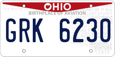 OH license plate GRK6230