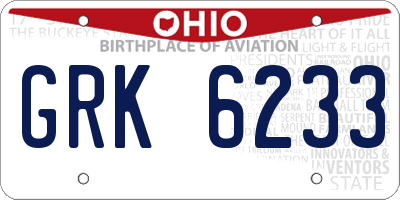 OH license plate GRK6233