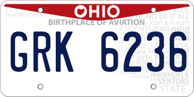 OH license plate GRK6236