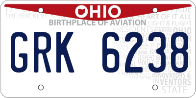 OH license plate GRK6238