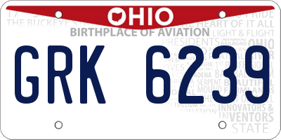 OH license plate GRK6239