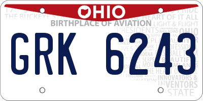 OH license plate GRK6243