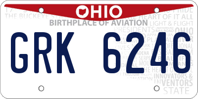 OH license plate GRK6246