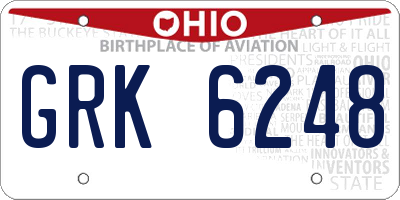 OH license plate GRK6248