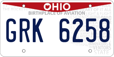 OH license plate GRK6258