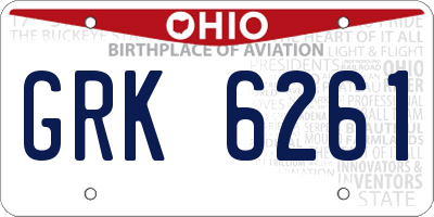 OH license plate GRK6261