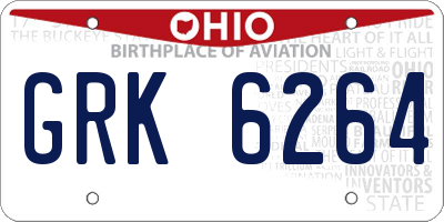 OH license plate GRK6264