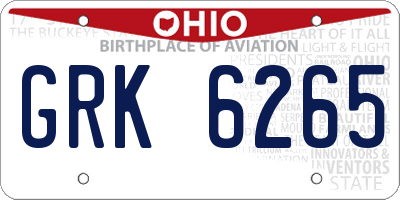 OH license plate GRK6265