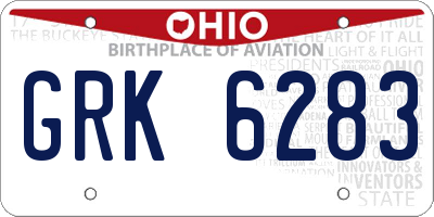 OH license plate GRK6283