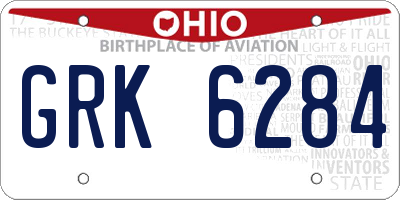 OH license plate GRK6284