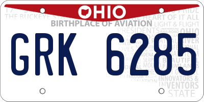 OH license plate GRK6285