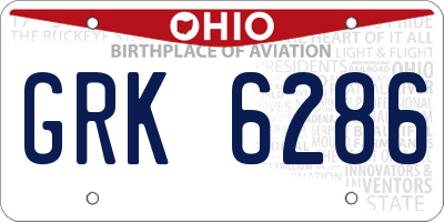 OH license plate GRK6286