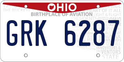 OH license plate GRK6287