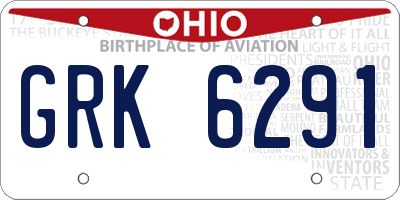 OH license plate GRK6291