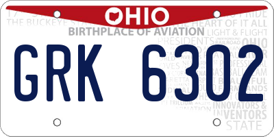 OH license plate GRK6302