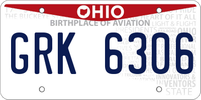 OH license plate GRK6306