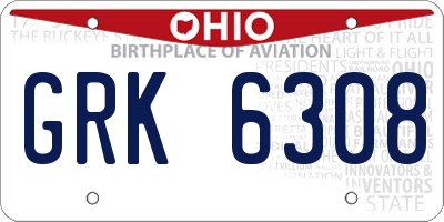 OH license plate GRK6308