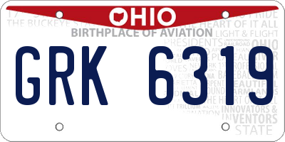 OH license plate GRK6319