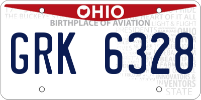 OH license plate GRK6328