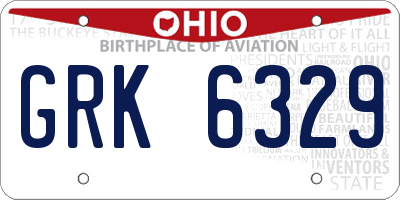 OH license plate GRK6329