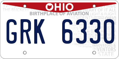 OH license plate GRK6330
