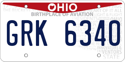 OH license plate GRK6340