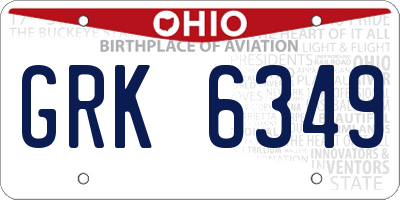 OH license plate GRK6349