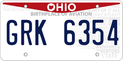 OH license plate GRK6354