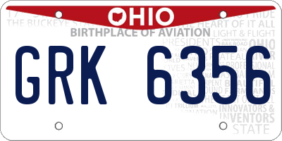 OH license plate GRK6356