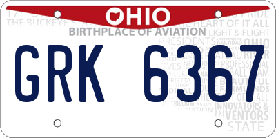 OH license plate GRK6367