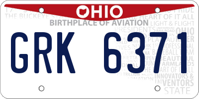 OH license plate GRK6371