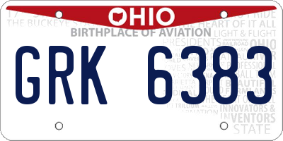 OH license plate GRK6383