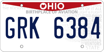 OH license plate GRK6384