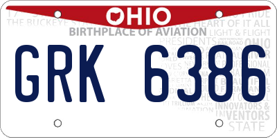 OH license plate GRK6386