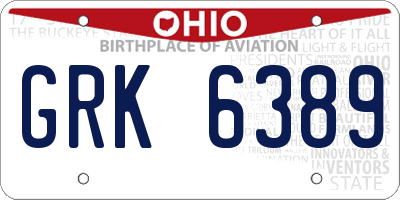 OH license plate GRK6389