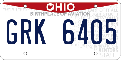 OH license plate GRK6405