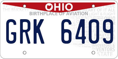 OH license plate GRK6409