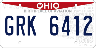 OH license plate GRK6412