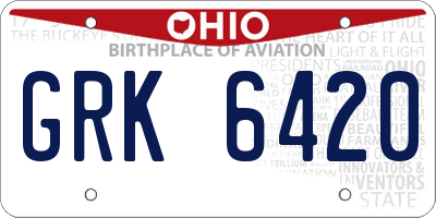 OH license plate GRK6420