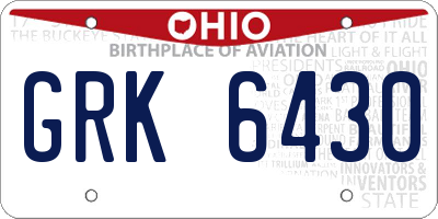 OH license plate GRK6430