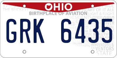 OH license plate GRK6435