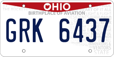 OH license plate GRK6437