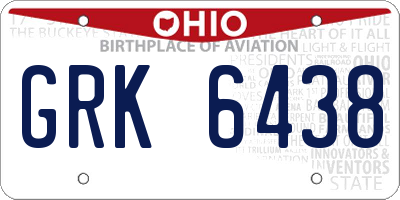 OH license plate GRK6438