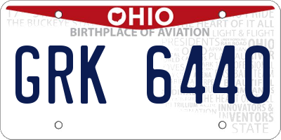 OH license plate GRK6440